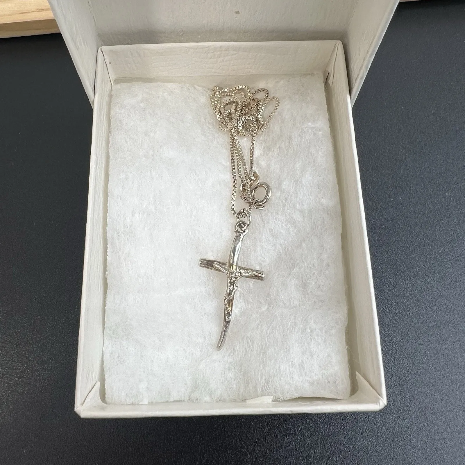 Sterling Silver 925 Crucifix Cross Pendant Chain Necklace Italy Dainty - Image 11