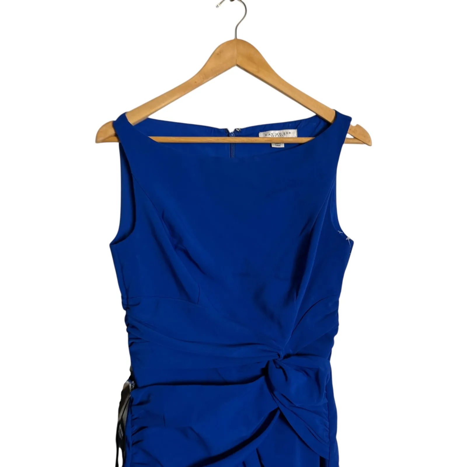 Kay Unger Sapphire Blue Sabina Knot Waist Sleeveless Cocktail Midi Dress 2 - Image 4