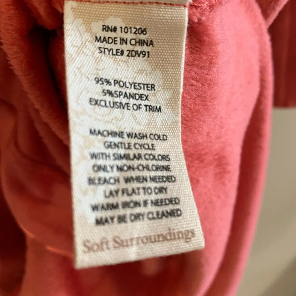 Soft Surrounding Button Down Coral Velour Velvet Plush Top Front Pocket, Large - Image 6