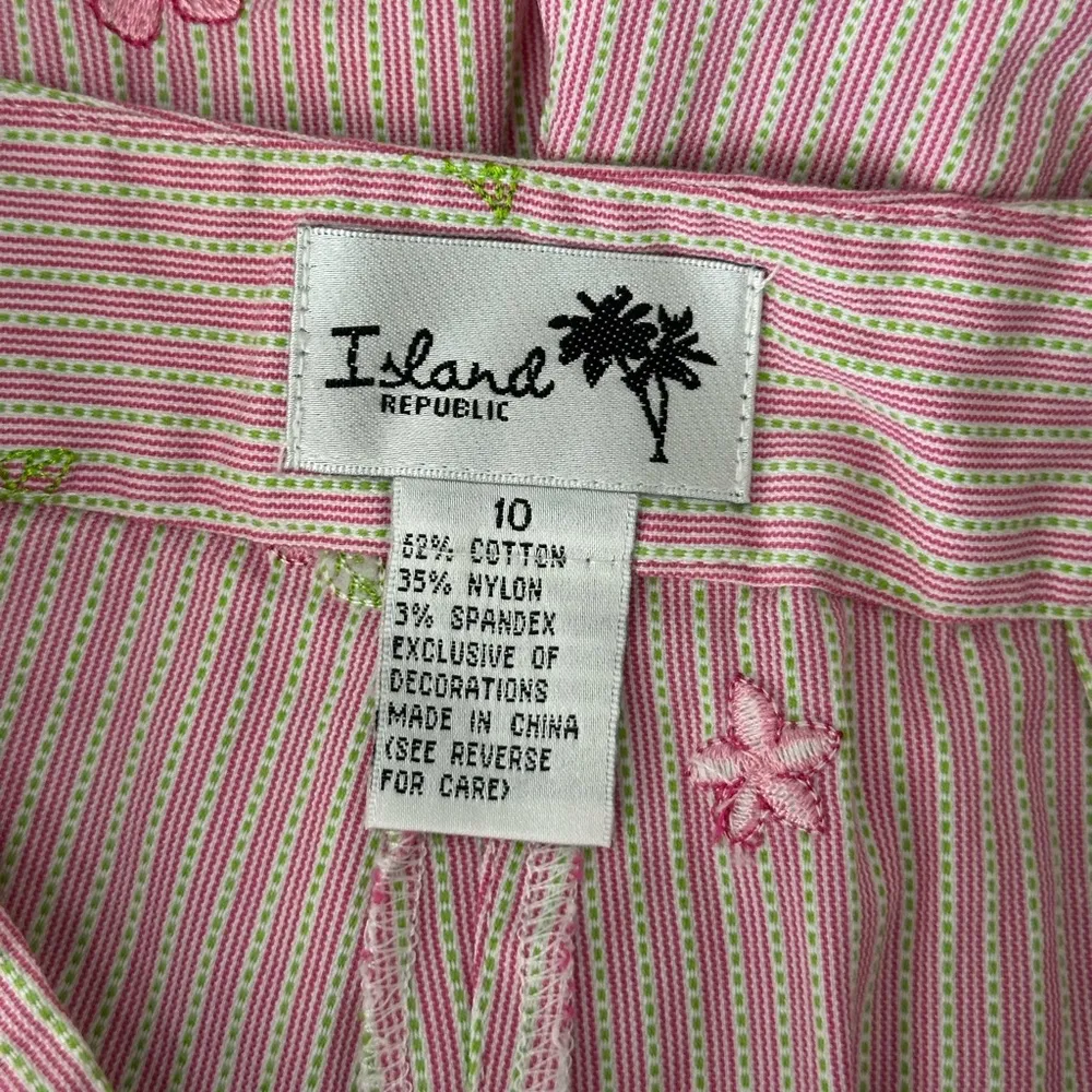 Island Republic Tropical Pink green set straight capris size 10 Red - Image 8