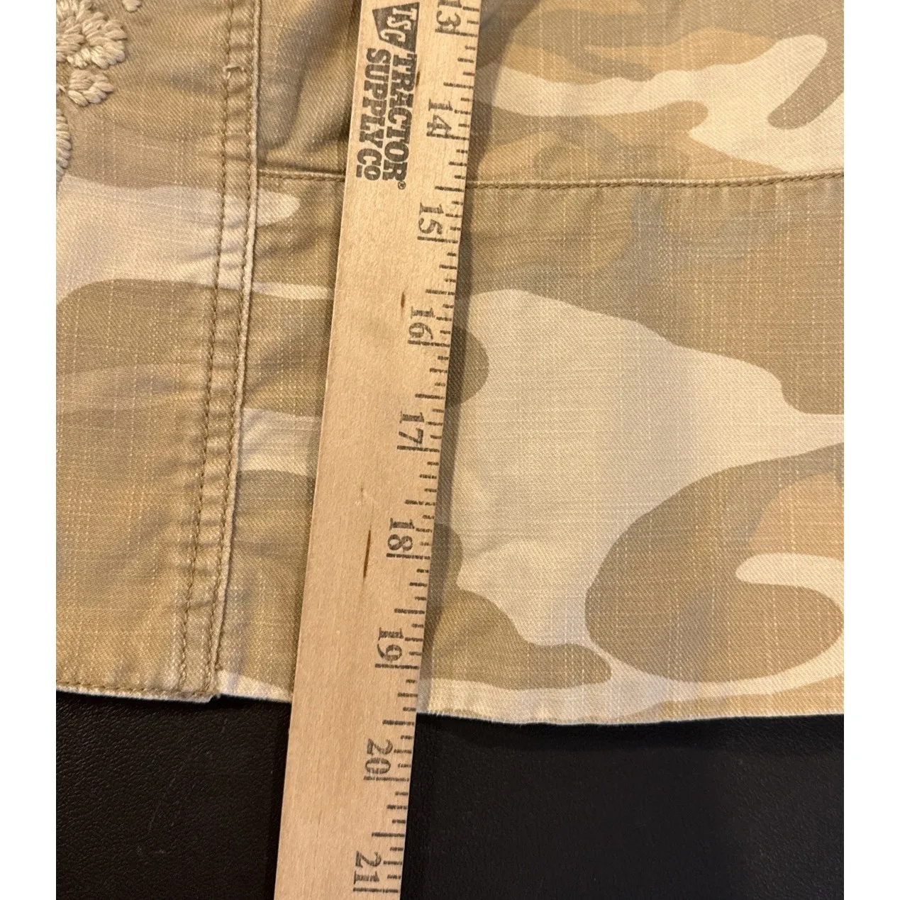 Venezia Womens 18/20 Khaki Camo Print Crop 3/4 Sleeve Jacket Embroidery Preppy - Image 8