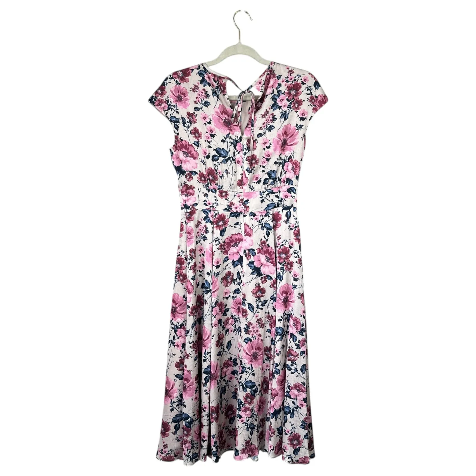 GAL MEETS GLAM Julia Midi Dress Pink Floral Size 2 Romantic Tea Flowy Elegant - Image 3