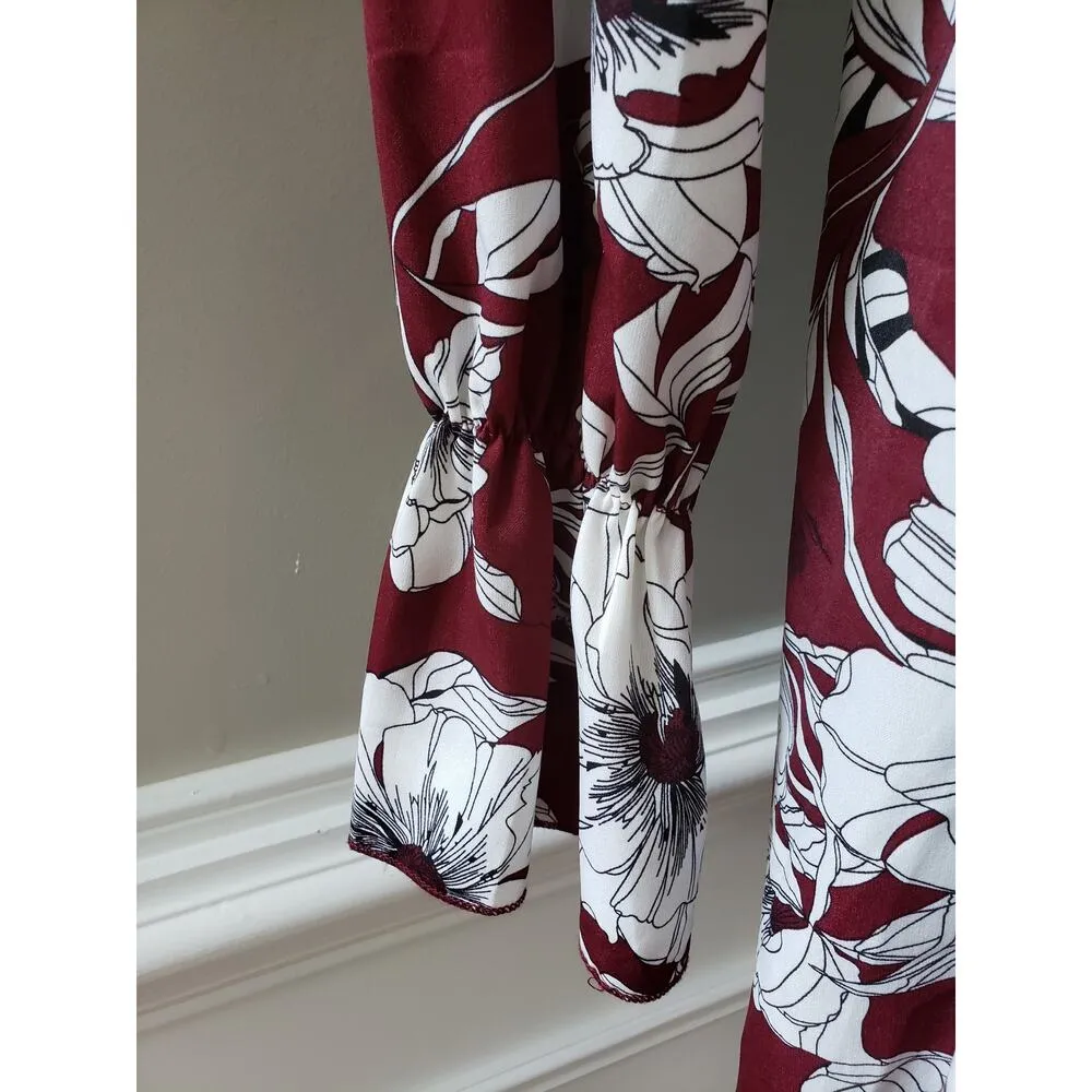 Love + Harmony Knee Length Mini Dress Womens Small Multi Floral Pleated Ruffle - Image 15