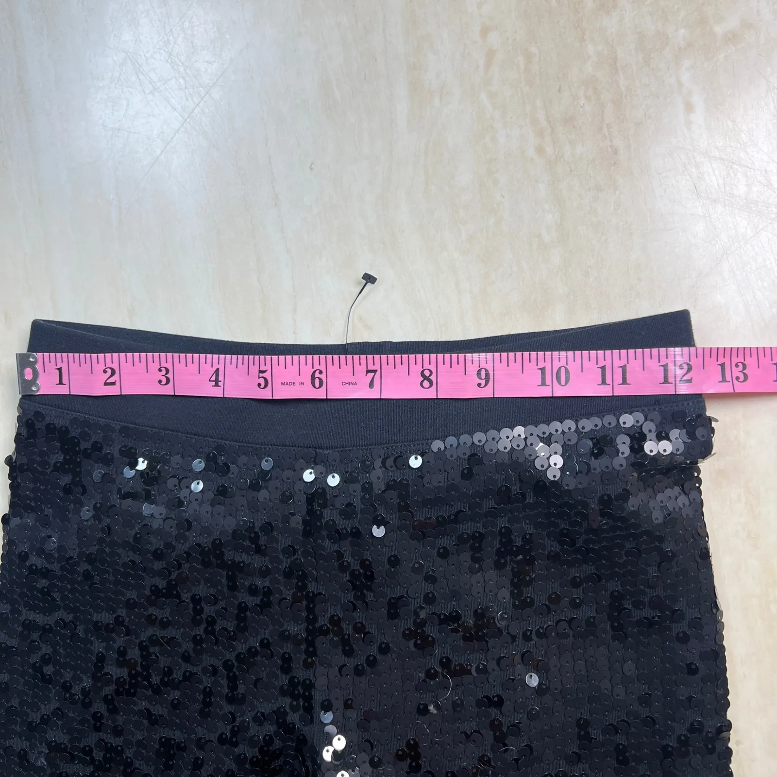 Express Black Sequin High Rise Stretch Leggings XXS - Image 7