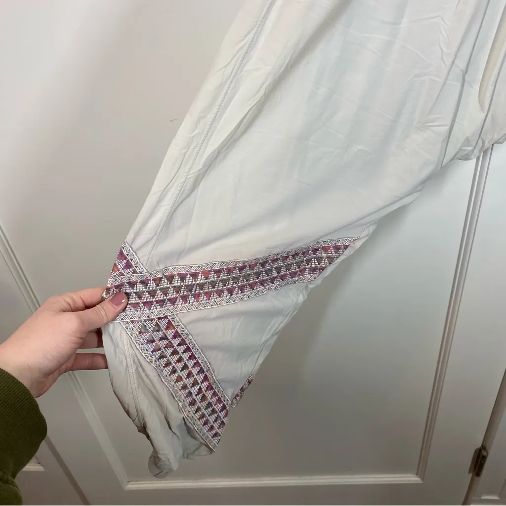 Free People Summer Moon Harem Pants size large cream ivory color with embroidery - Image 4