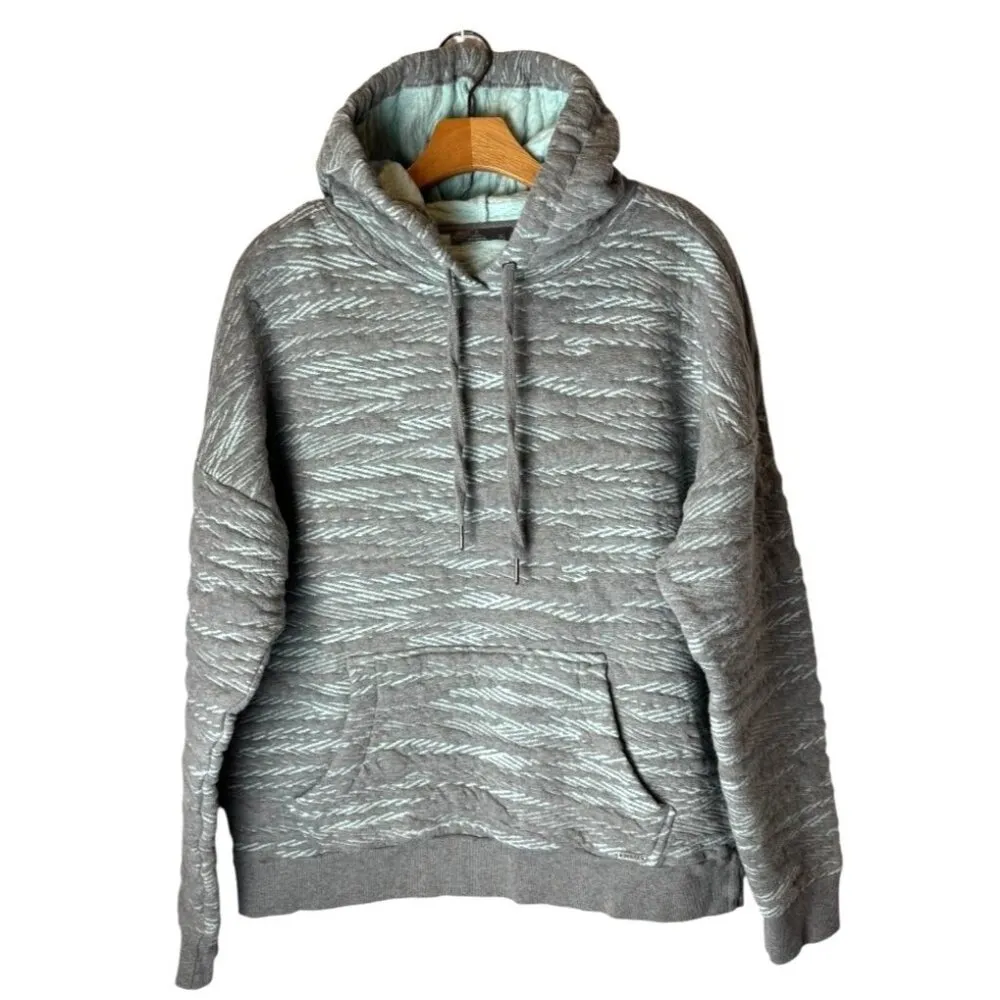 Prana Sweatshirt Women XL Gray Teal Quilted Organic Cotton Carin Hoodie Gorpcore - Image 2