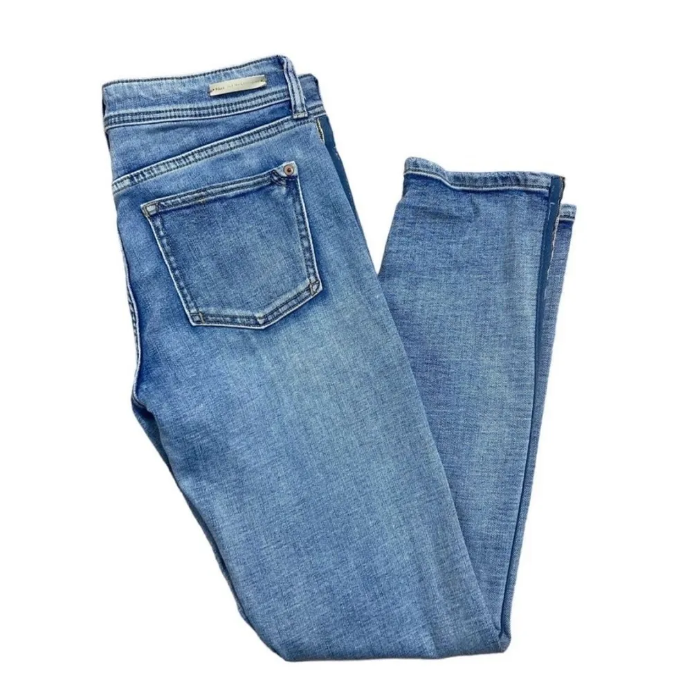 Pilcro Anthropologie Women's Sz 26 Blue Side Stripe Slim Boyfriend Crop Jeans - Image 2