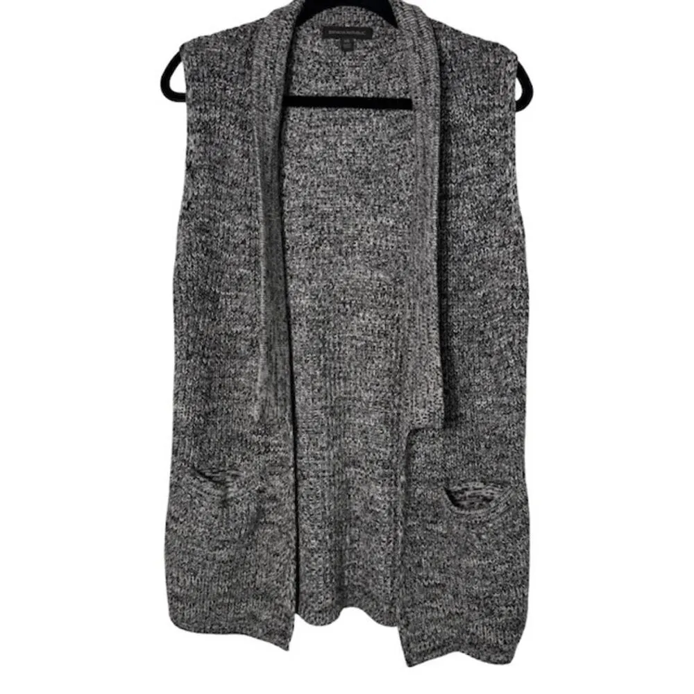 Banana Republic Womens Sleeveless Cardigan Sweater Open Front Knit Black Size XS - Image 3