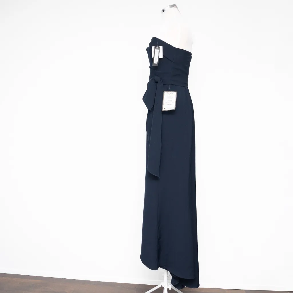 Betsy & Adam -   Faux Wrap Strapless Gown with Waist Bow - Image 6