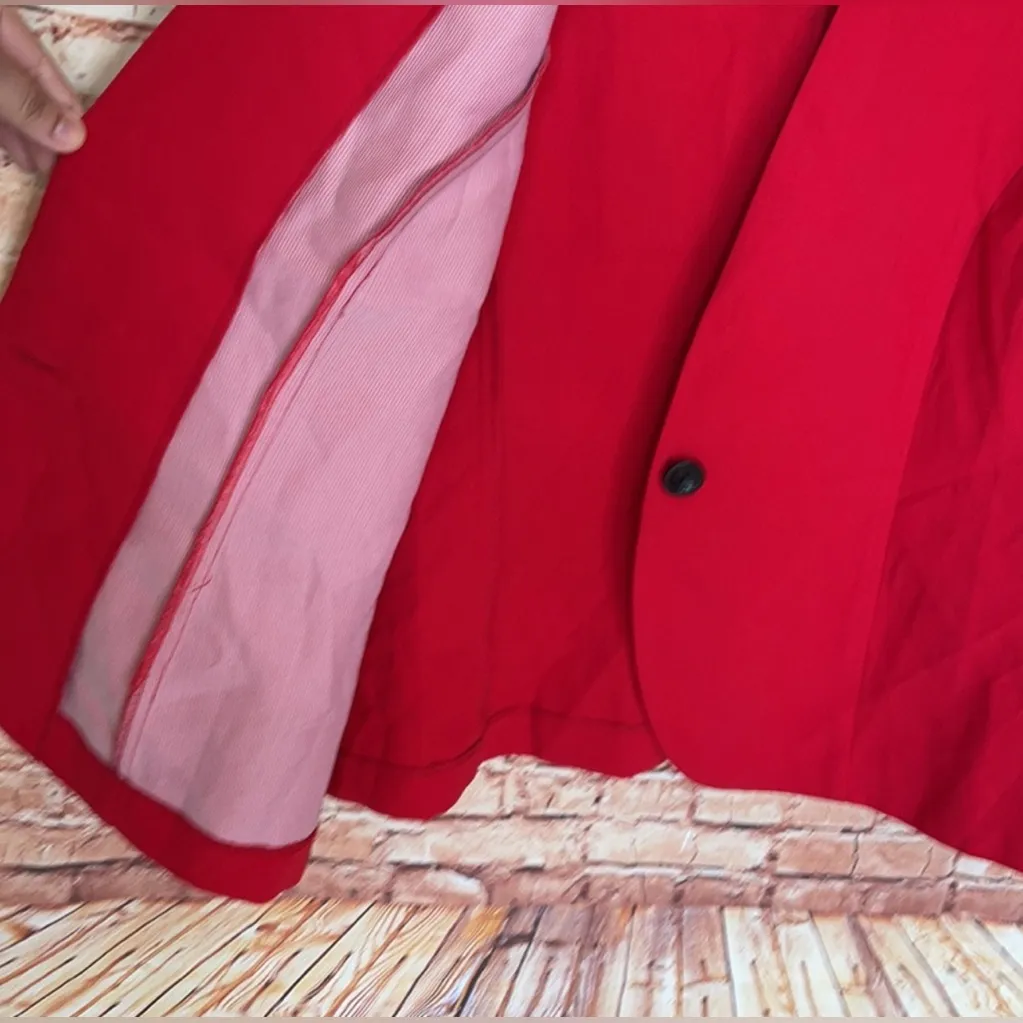 Denim & Co. Vibrant Red Short Sleeve Blazer Single Button Size XL - Image 7