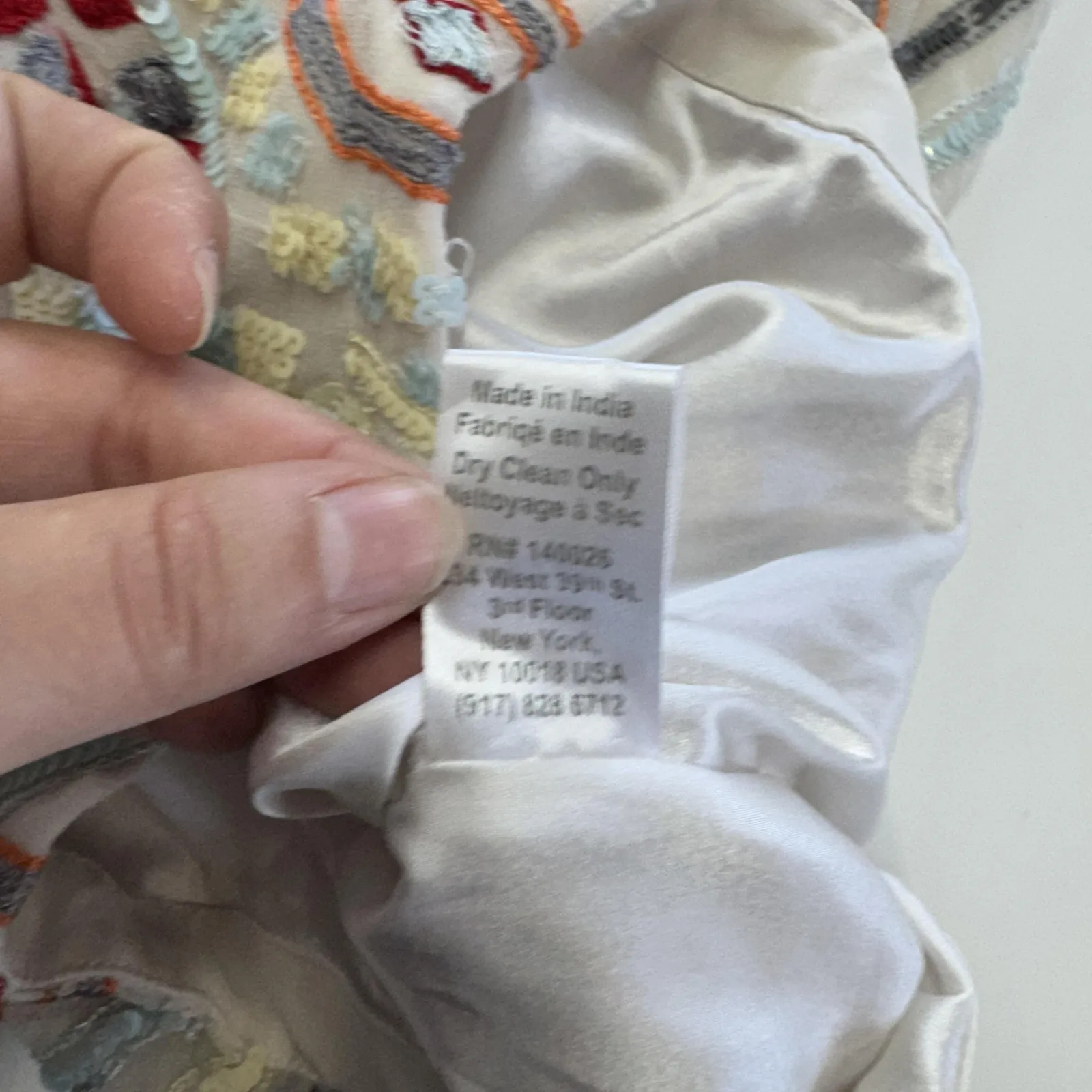 Parker Romper Womens Small Ivory Silk Beaded Sequin Embroidered Geometric V Neck - Image 5