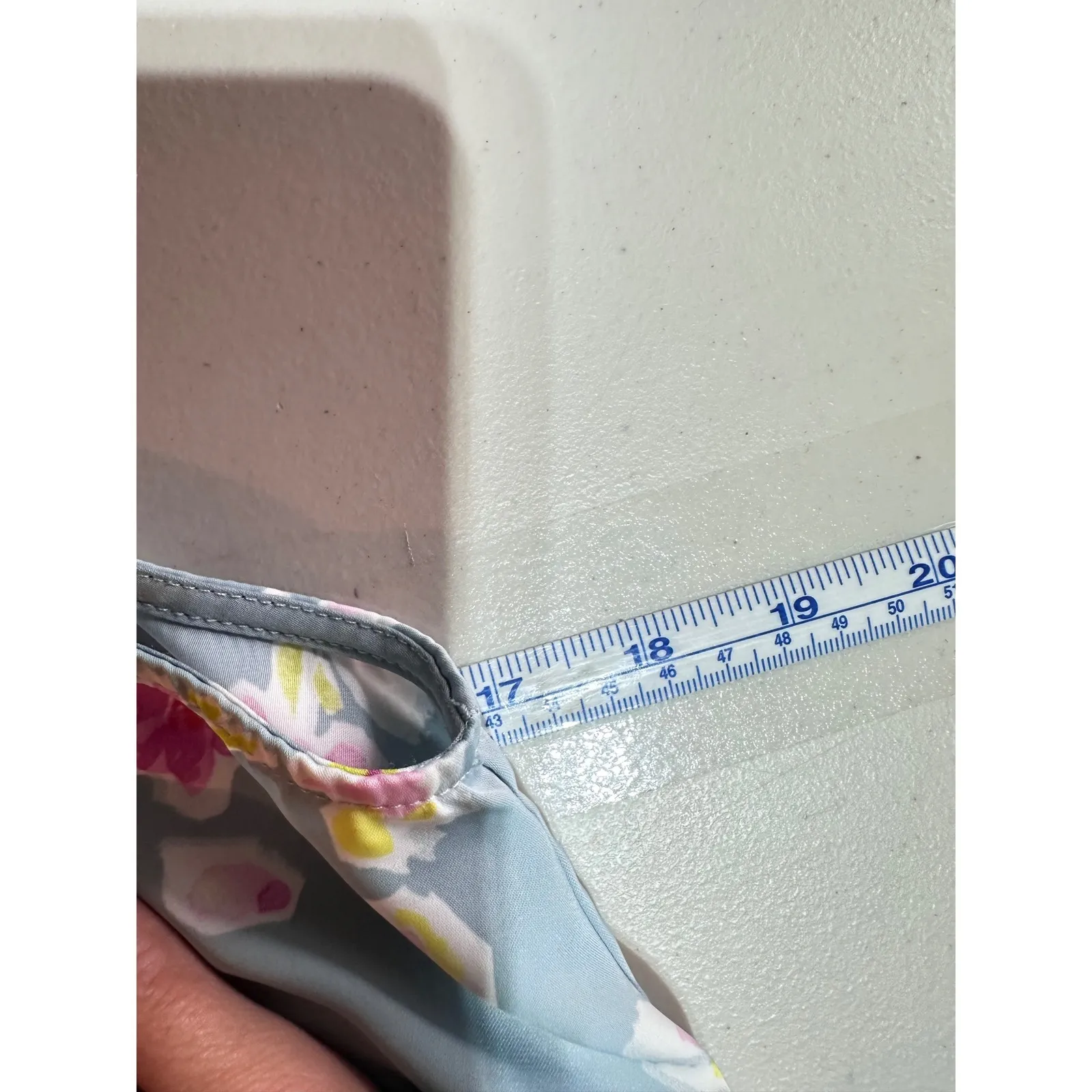 ZARA Tiered Floral Maxi Dress Square Neck Tie Shoulder Blue Pink Size L - Image 8