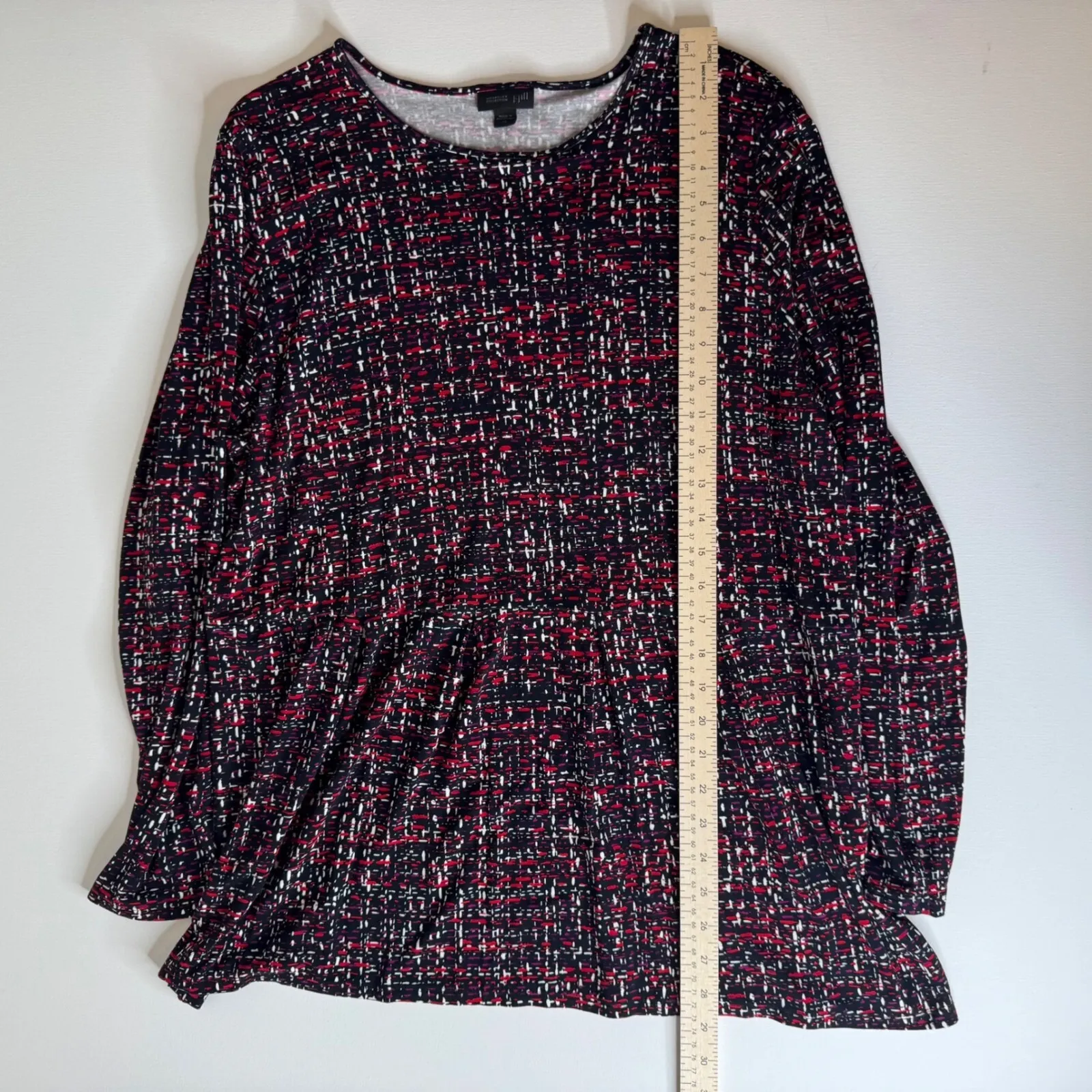 J Jill Wearever Collection Womens Knit Top Sz XL Red Black Long Sleeve Comfort‎ - Image 7