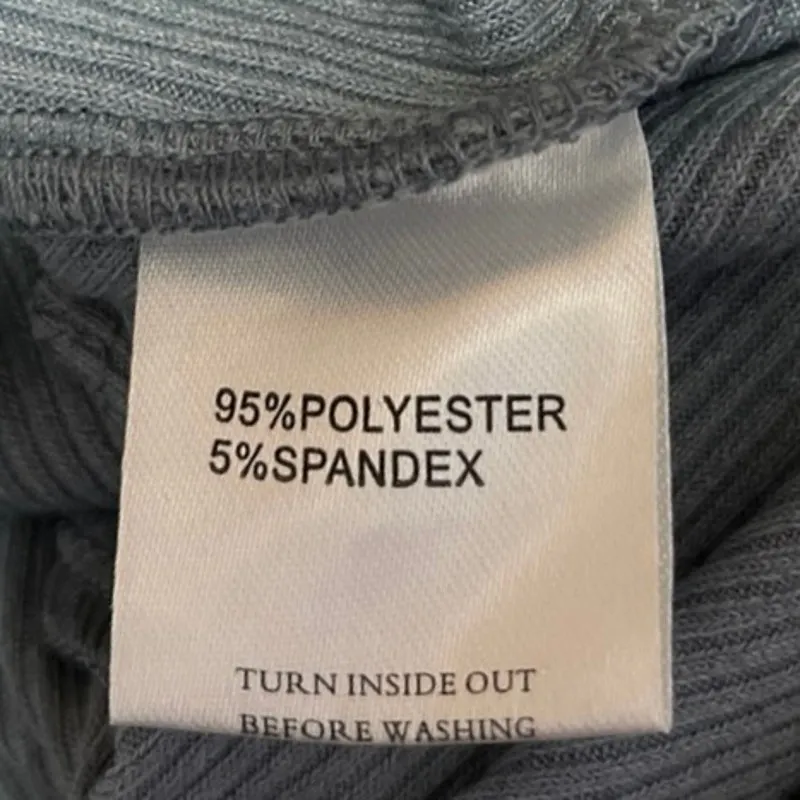 NEW Sabo Skirt Blue Ribbed Square Neck Short Sleeve Stretch Knit Crop Top Size S - Image 4