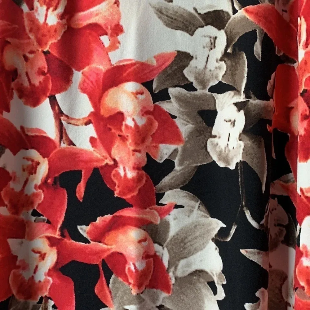 JM Collection women's size large floral maxi, orange, black and cream, n… - Image 3