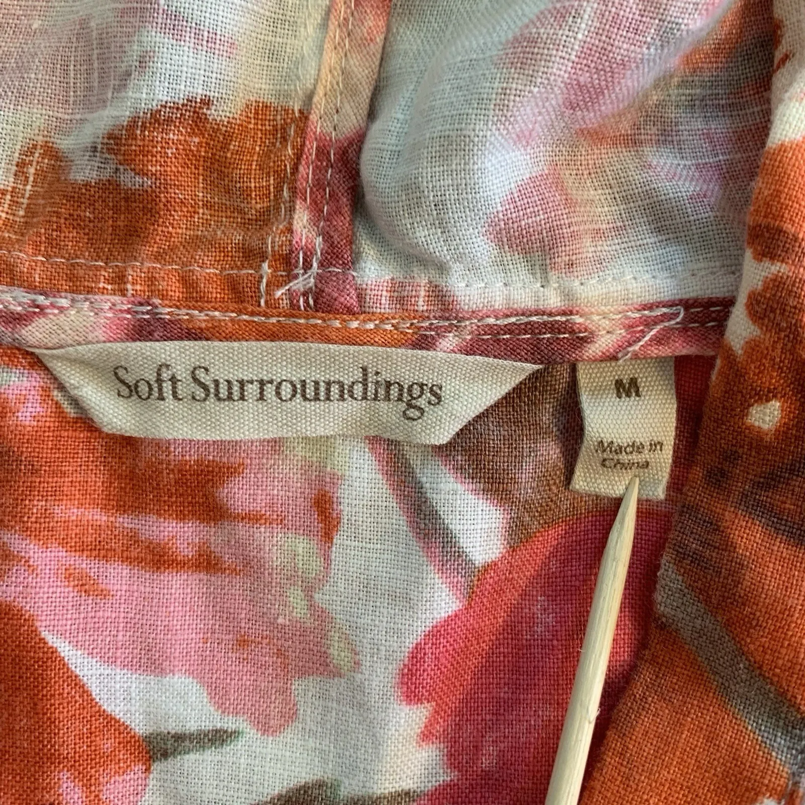 Soft Surroundings Garden Party Floral Linen Hooded Sleeveless Tunic‎ Blouse Med - Image 3