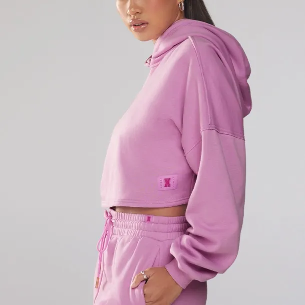SAVAGE X FENTY Rihanna’s Essential cropped Hoodie, Pink, Large Pink - Image 6
