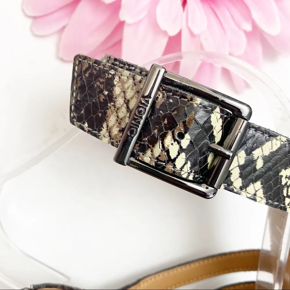 Vionic Perk Sami Leather Caged Heeled Sandals: Black Boa Snakeskin - Image 9