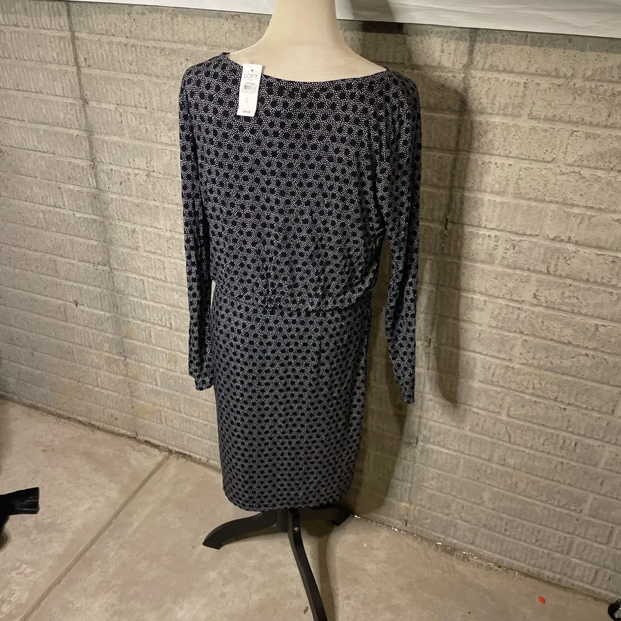 NWT Loft Womens Patterned Geometric Long Sleeve Midi Dress Size Large‎ - Image 3