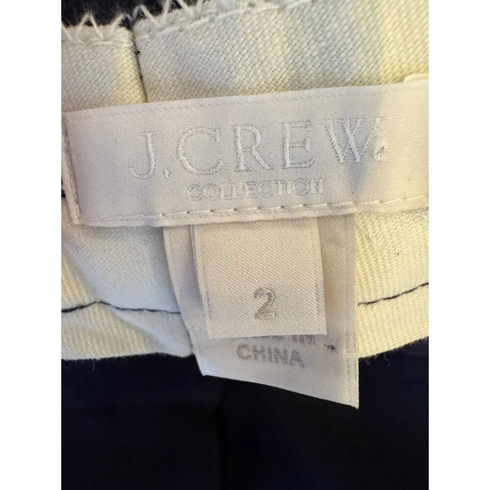 J Crew Collection Pants Women 2 Navy Blue Silk‎ Blend Ivory Stripe Side Preppy - Image 8