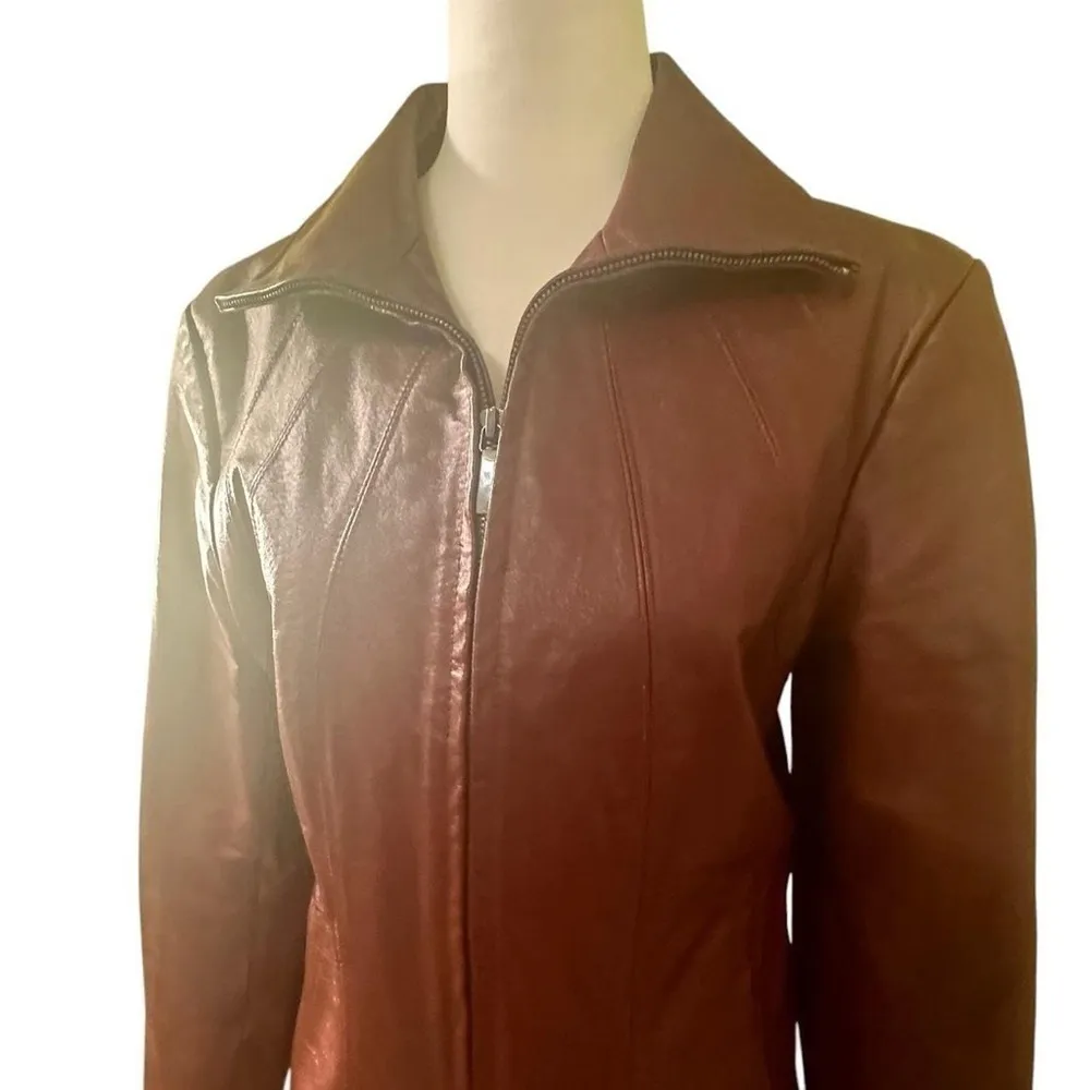 Vintage Burgundy Leather Jacket - Image 5
