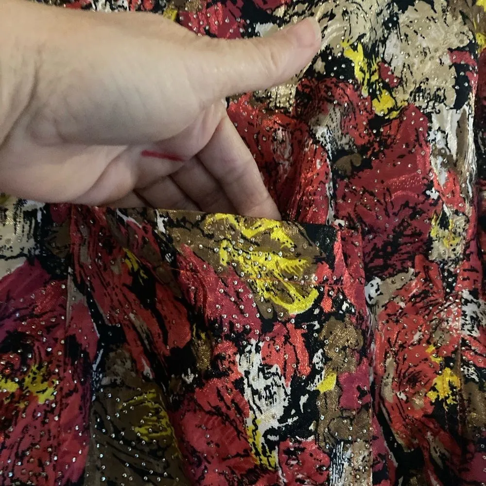 COTTON EXPRESS Floral Rhinestone Button Down Long Sleeve Loose Blouse S - Image 3