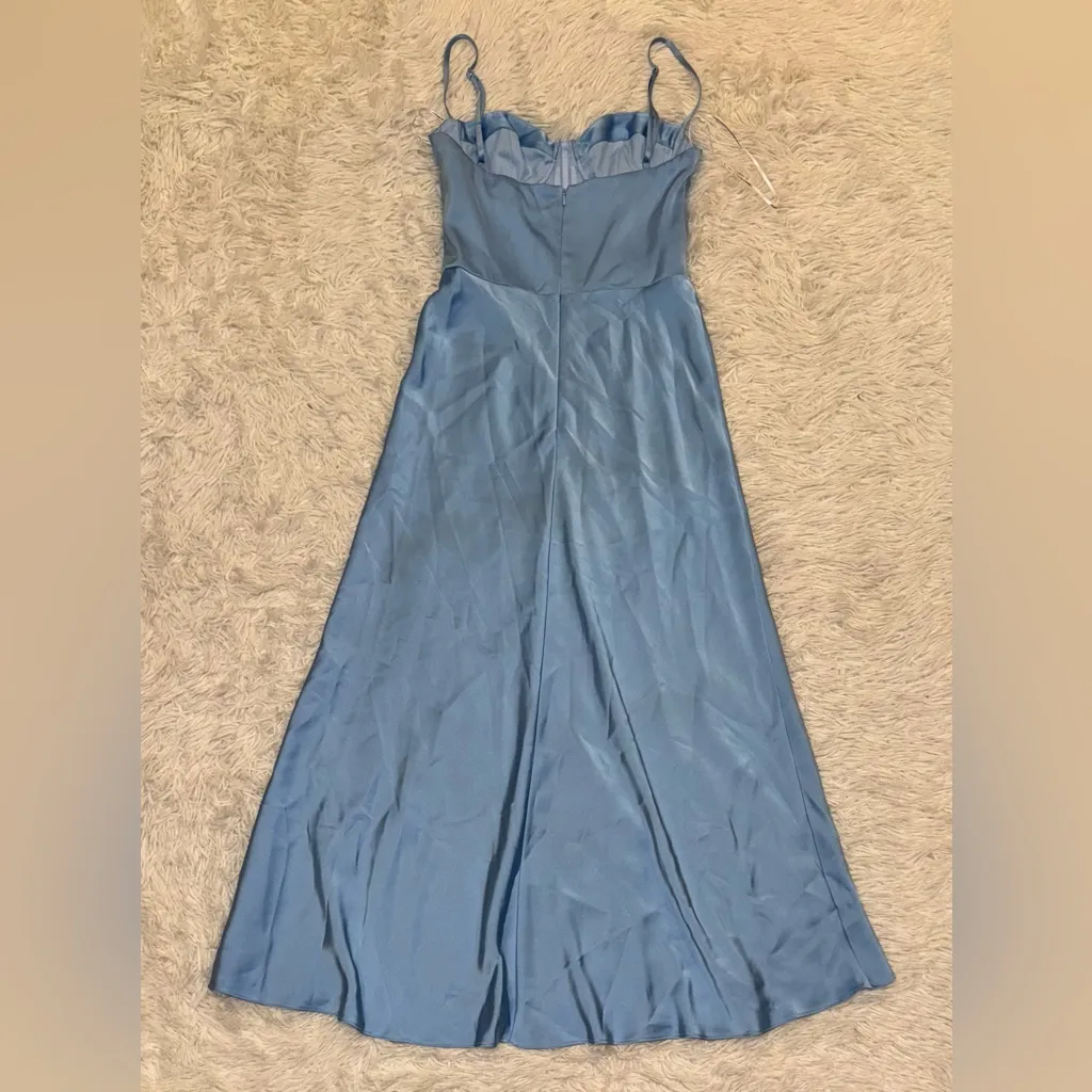 New KATIE MAY Flora Bustier top sleeveless satin Blue Cocktail midi Dress S - Image 5