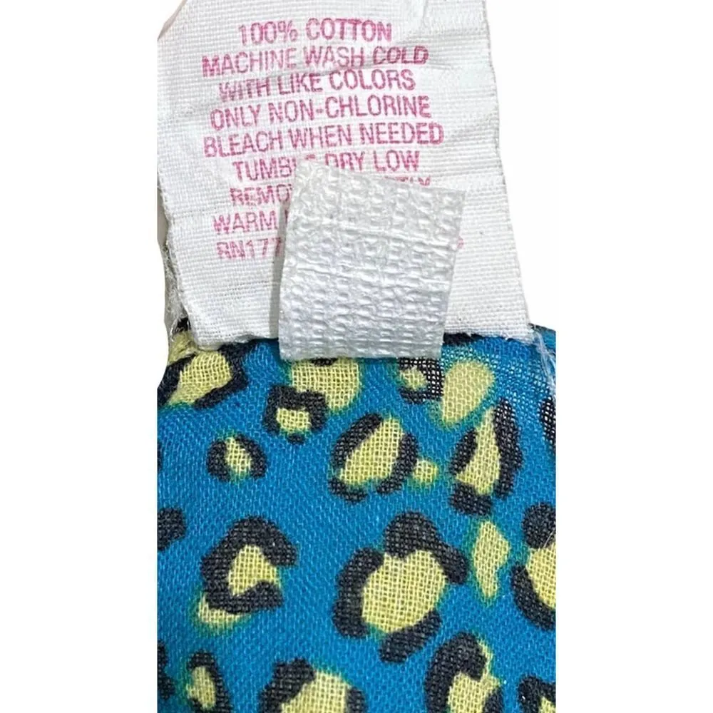 Xhilaration V-Neck Cheetah Leopard Animal Print Swim‎ Cover Up Blue Green Large - Image 7