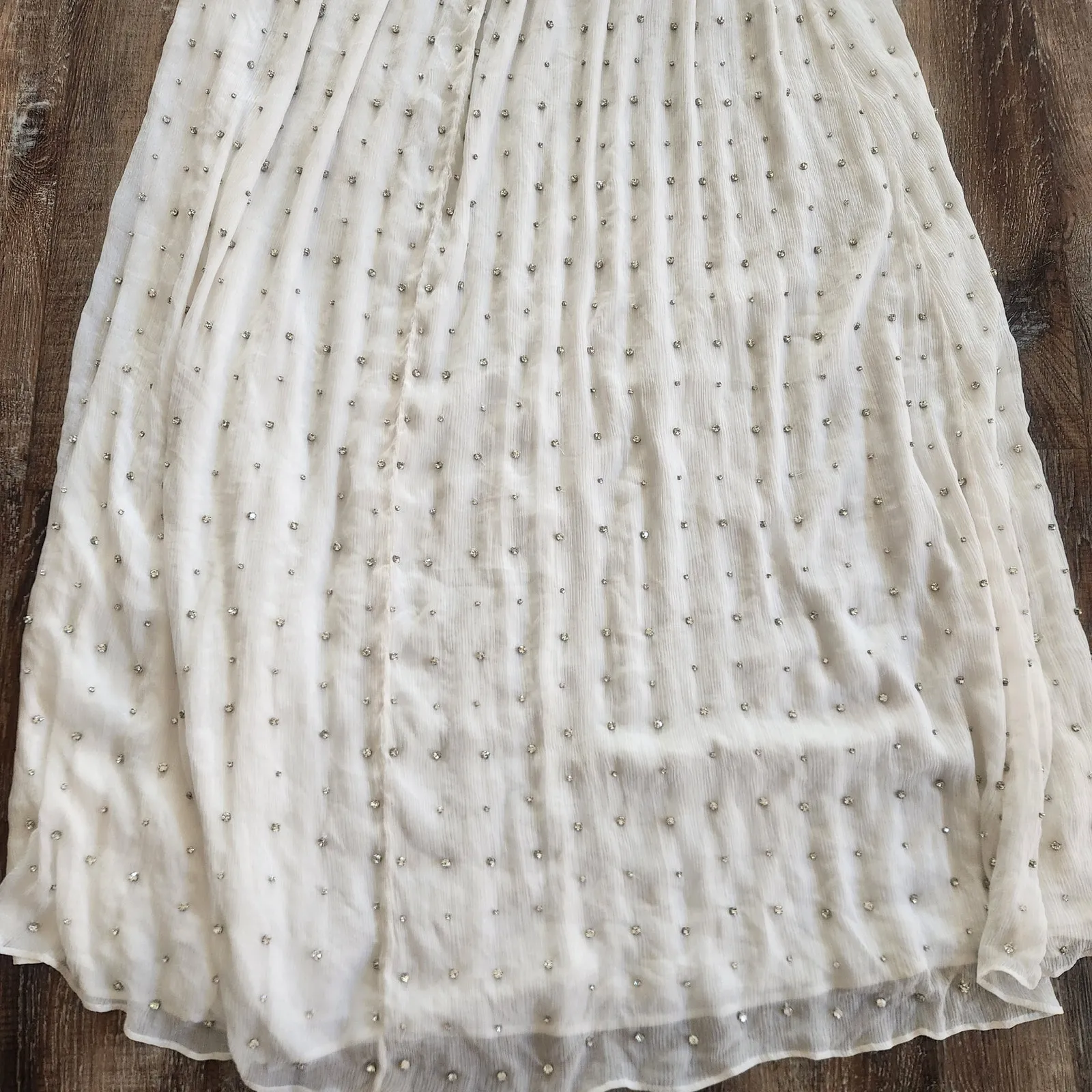 Retrofete Zadie Embellished Silk Chiffon Dress Sleeveless White Large NWT Maxi - Image 10