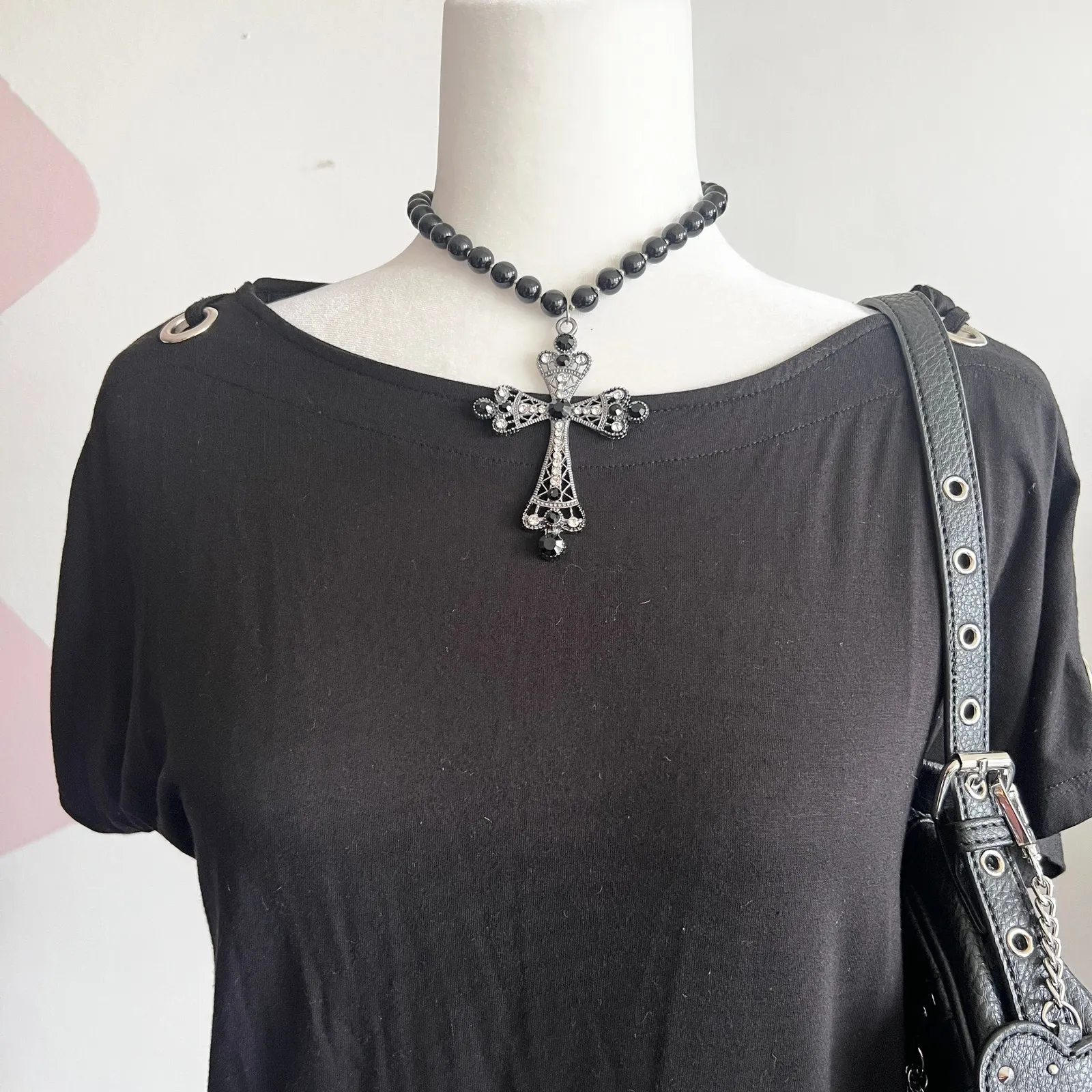 Black Grommet Top, Y2K Punk, Grunge, Indie‎ Sleaze, Rocker, Small, Streetwear - Image 2