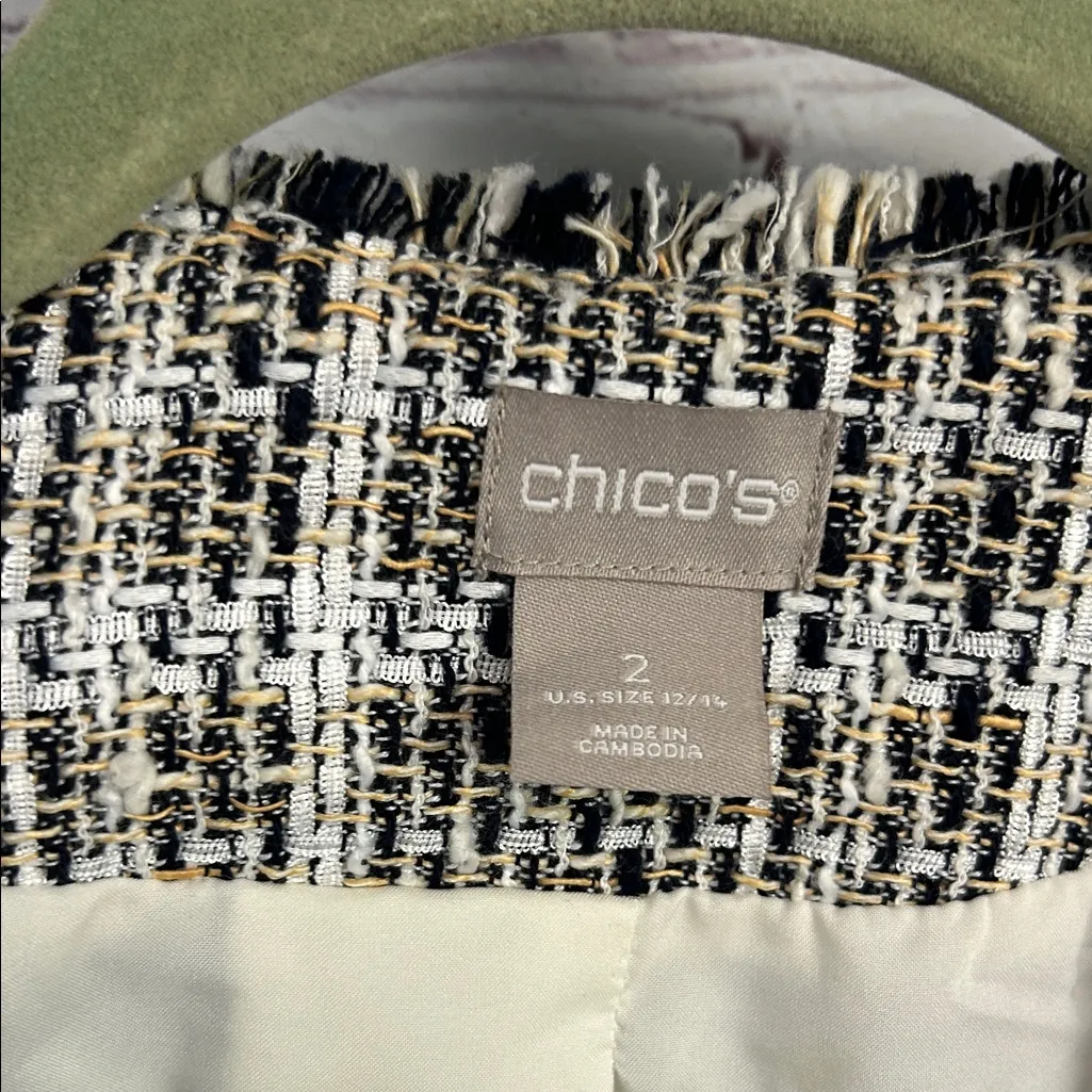 Chico's tweed woven light academia ladies blazer US size 12/14 old money - Image 3