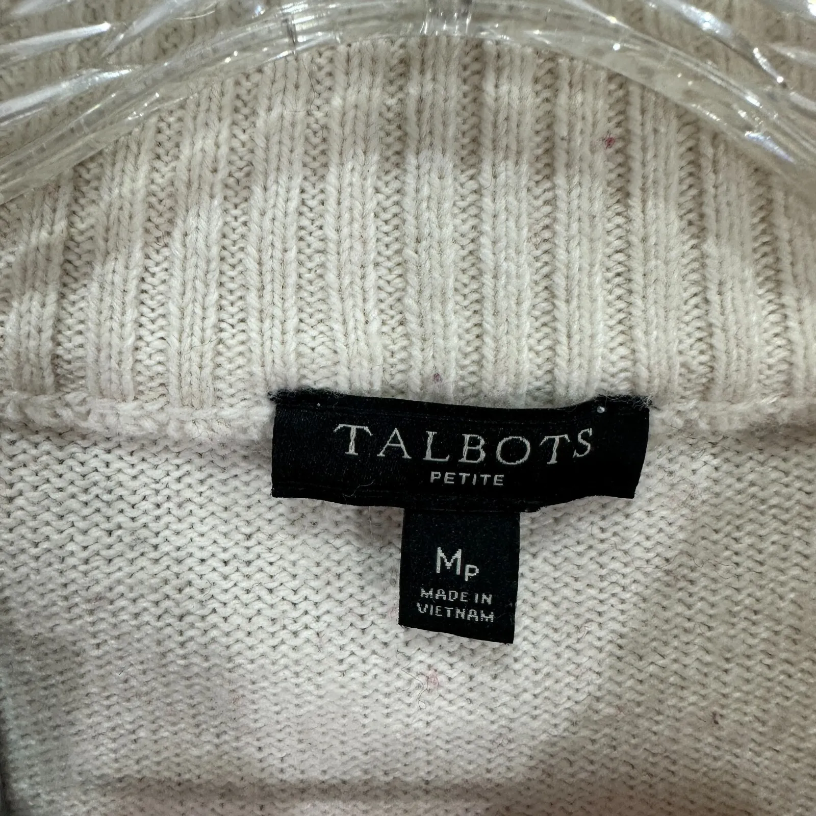 Talbots Petite MP Red Cream Fair Isle Mock Neck Sweater Wool Blend Preppy Ski - Image 3