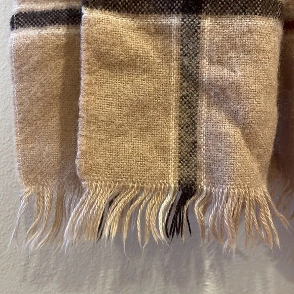 Classic Women or Men Large‎ Plaid Dark Tan, Black and Burgundy Scarf Tan - Image 4