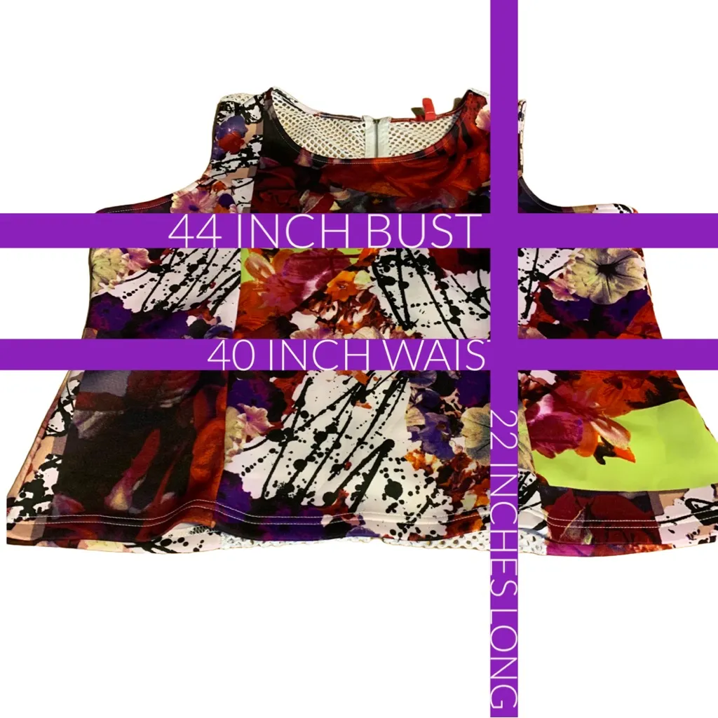 Bongo  MULTI-COLOR ABSTRACT PRINT JUNIOR PLUS MESH BACK TOP (2X) - Image 11