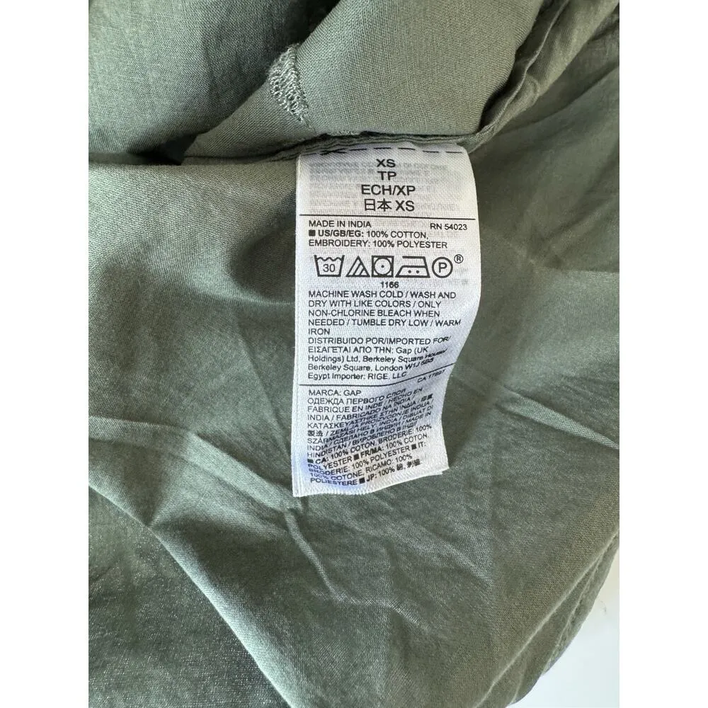 NWT Gap Sage Green Popover Cotton Eyelet Long Sleeve Top Women’s Size XS - Image 8