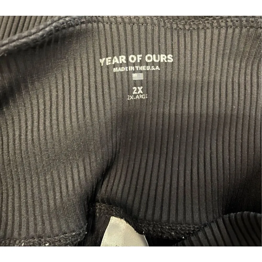 Year Of Ours Black Veronica Ribbed‎ Athletic Leggings Size XXL - Image 3