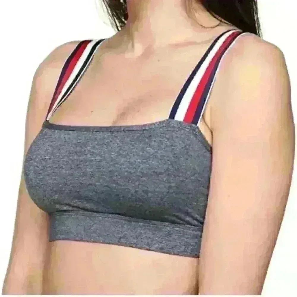 Tommy Hilfiger Colorblock Logo Spellout Strap Bralette XS - Image 2