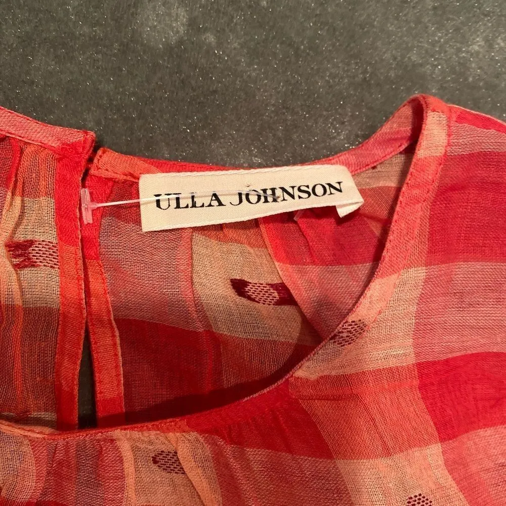 #700 ULLA JOHNSON The Caasi Checked Cotton Blouse - Image 7