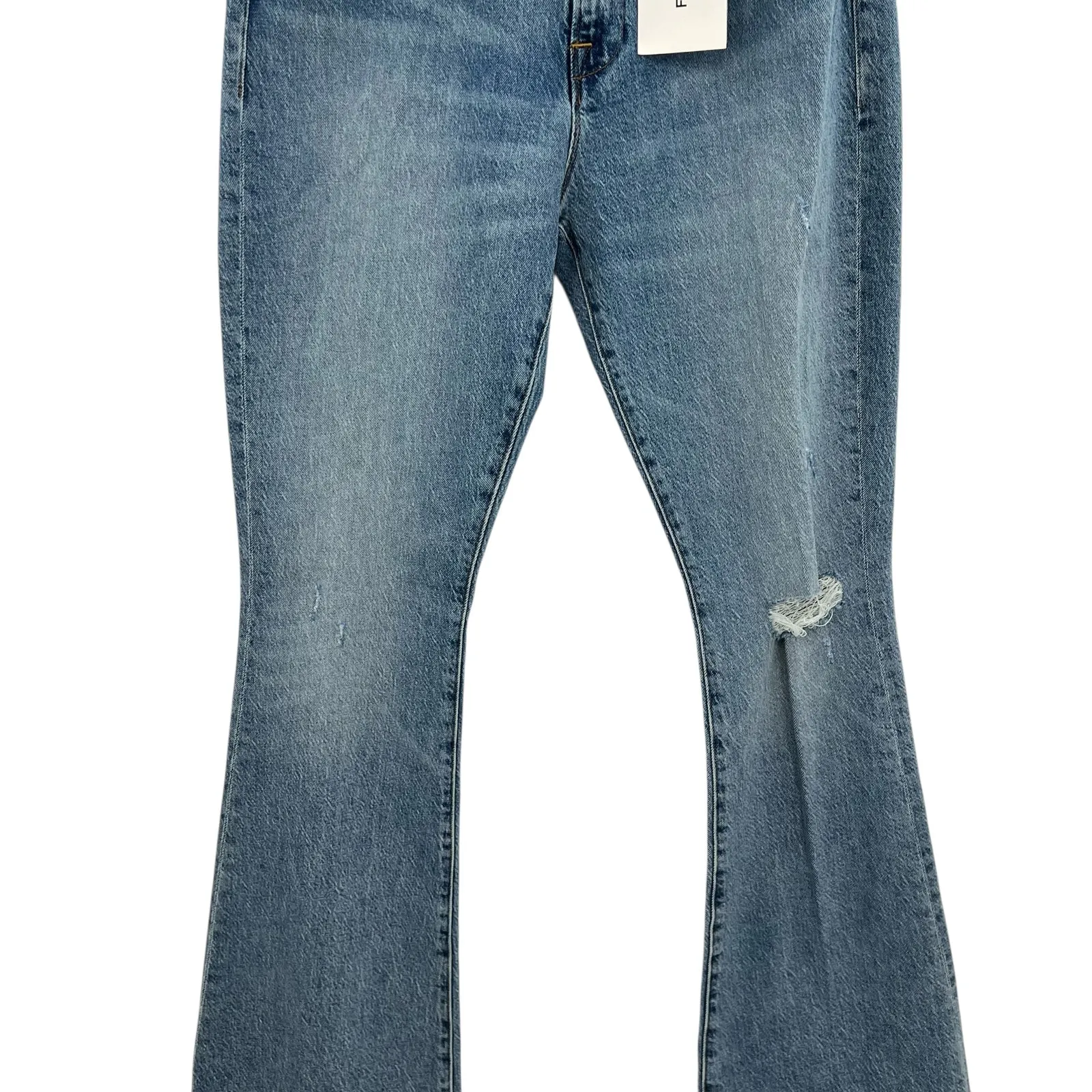 Frame Le High‎ Flare Jeans Denim Crystal Shores Rips Blue Size 32 - Image 6