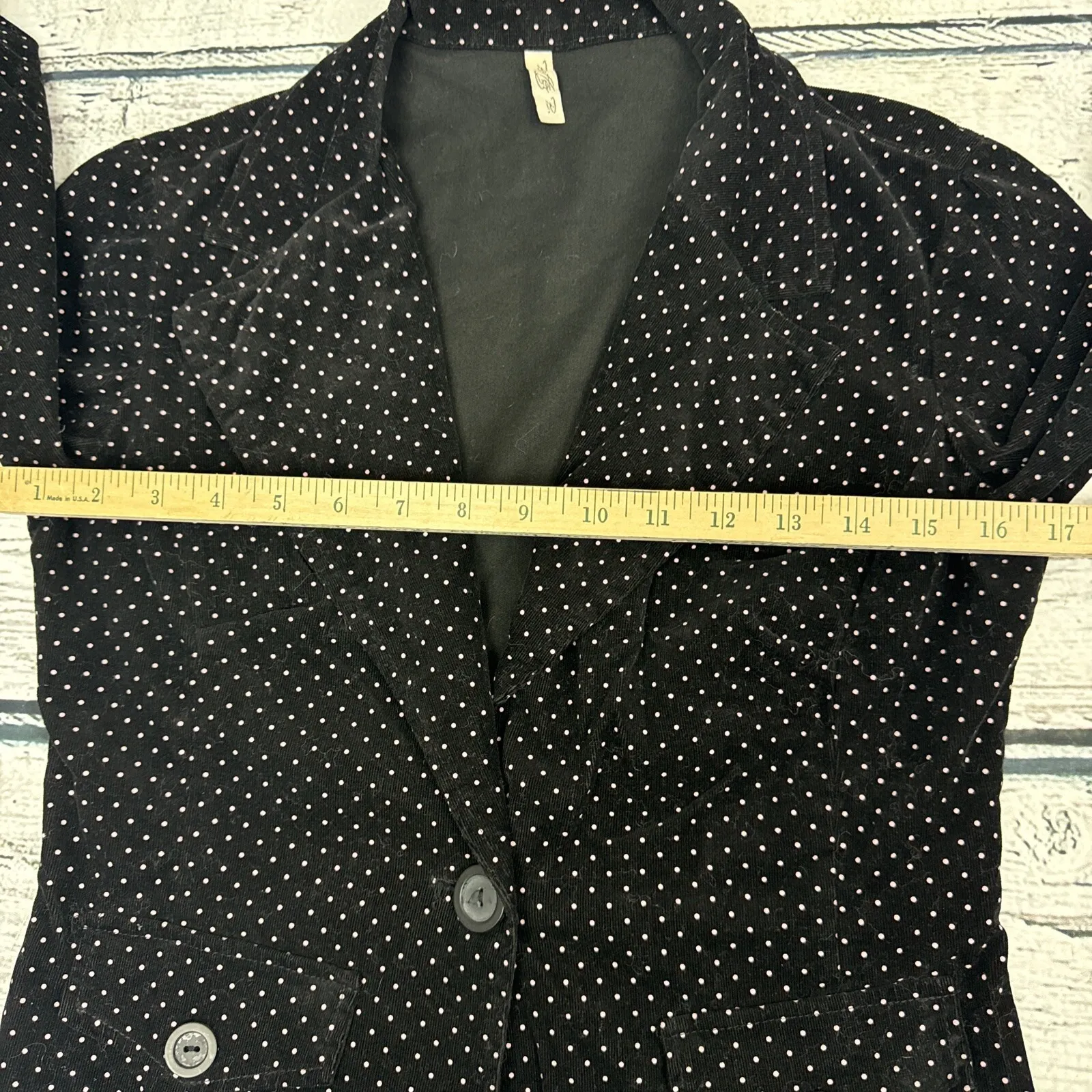 Betty B. Women's Black‎ Pink Dotted Crop Blazer [Size Small] Made In USA VTG Black - Image 6