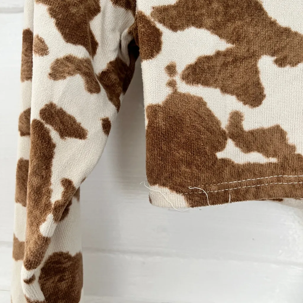 Le lis  Tan and Cream cow print Patterned Crop Top - Image 5