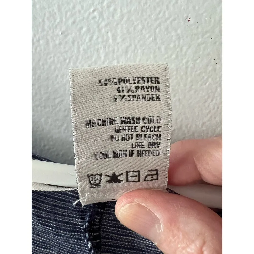 American Rag Top Women's Medium Blue Striped Flowy Handkerchief Hemline - Image 3