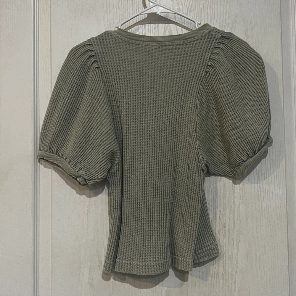 Free People FP One Hayden Thermal Waffle Knit Puff Sleeve Lace-Up - Image 6