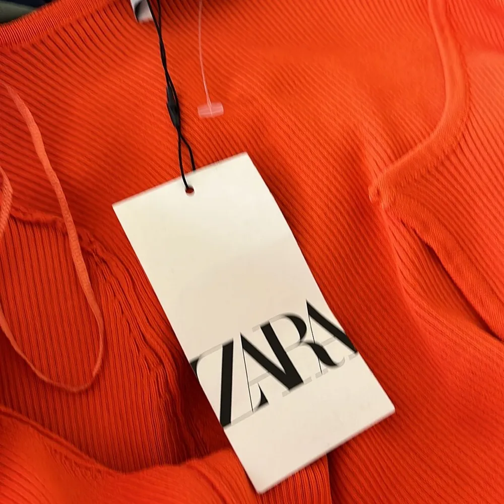 NWT ZARA Ribbed knit cropped cardigan orange 3646/008 - Image 6