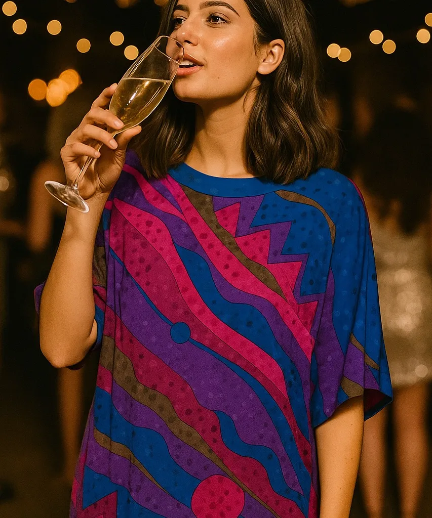 Vintage Flora Kung Silk Abstract Shift Dress size 4 - Image 2