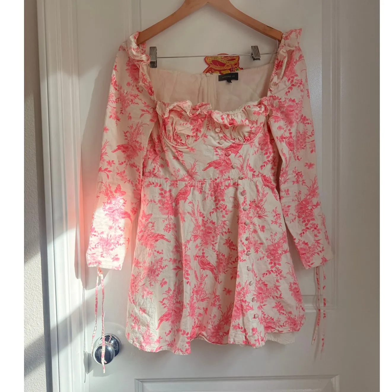 Majorelle Bel Air Mini Dress in Parisian Valentine Floral Pink Feminine Coquette - Image 3