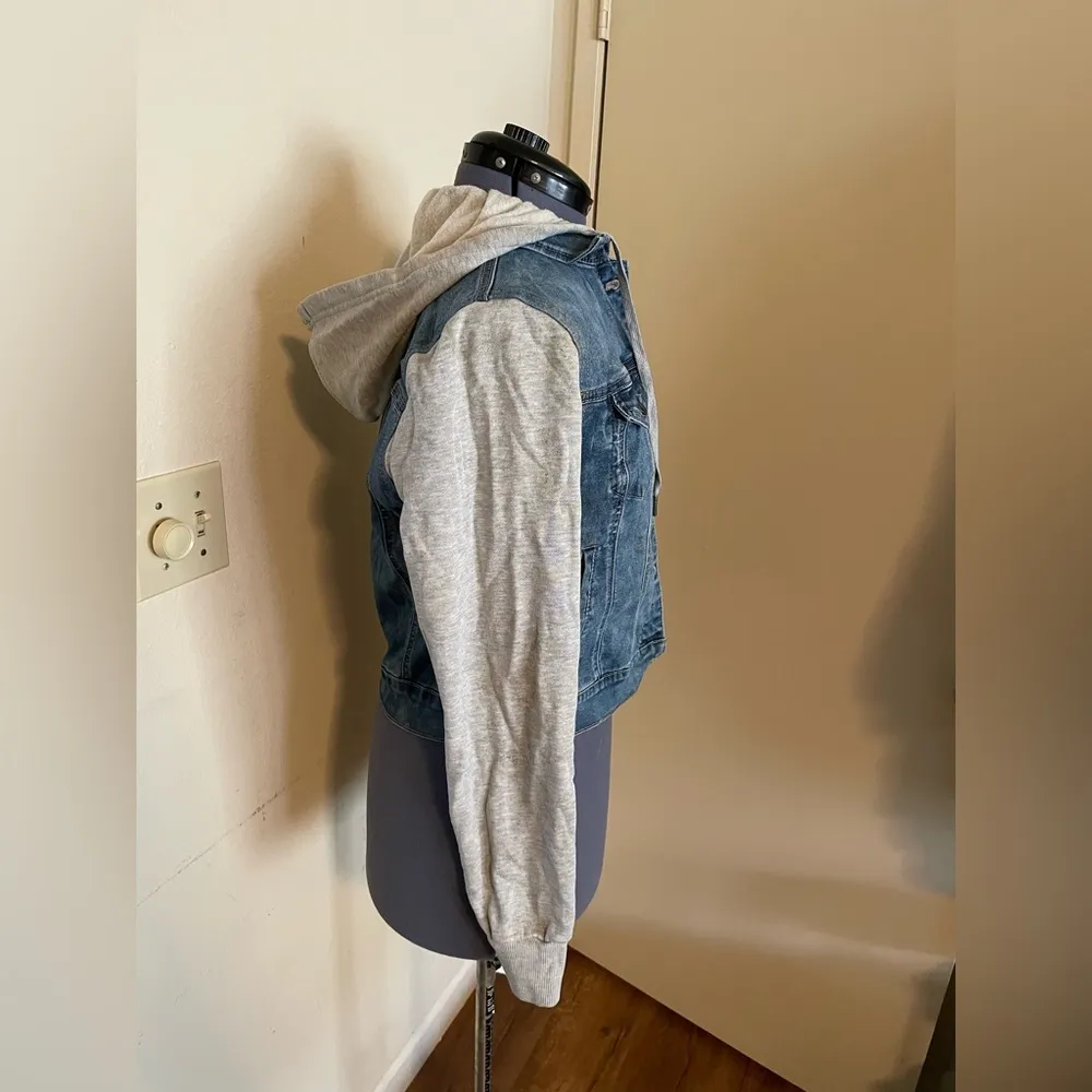 Wax Jeans Women's Juniors Hoodie Denim Jacket Size M - Image 7