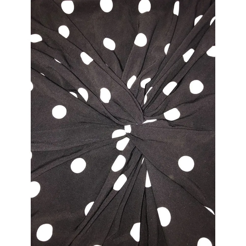 Polka Dot Dress Ralph Lauren LRL Size 8 Cap Sleeve Black White Twist Knot Slinky - Image 4