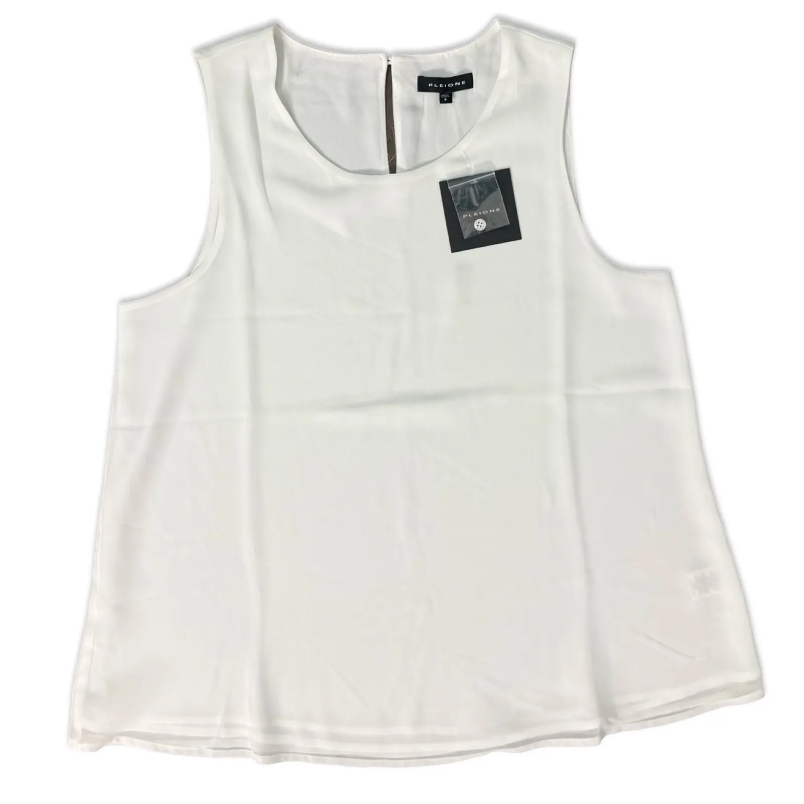 Pleione Cream White Keyhole Back Crepe Sleeveless Blouse size S NEW Tags - Image 4