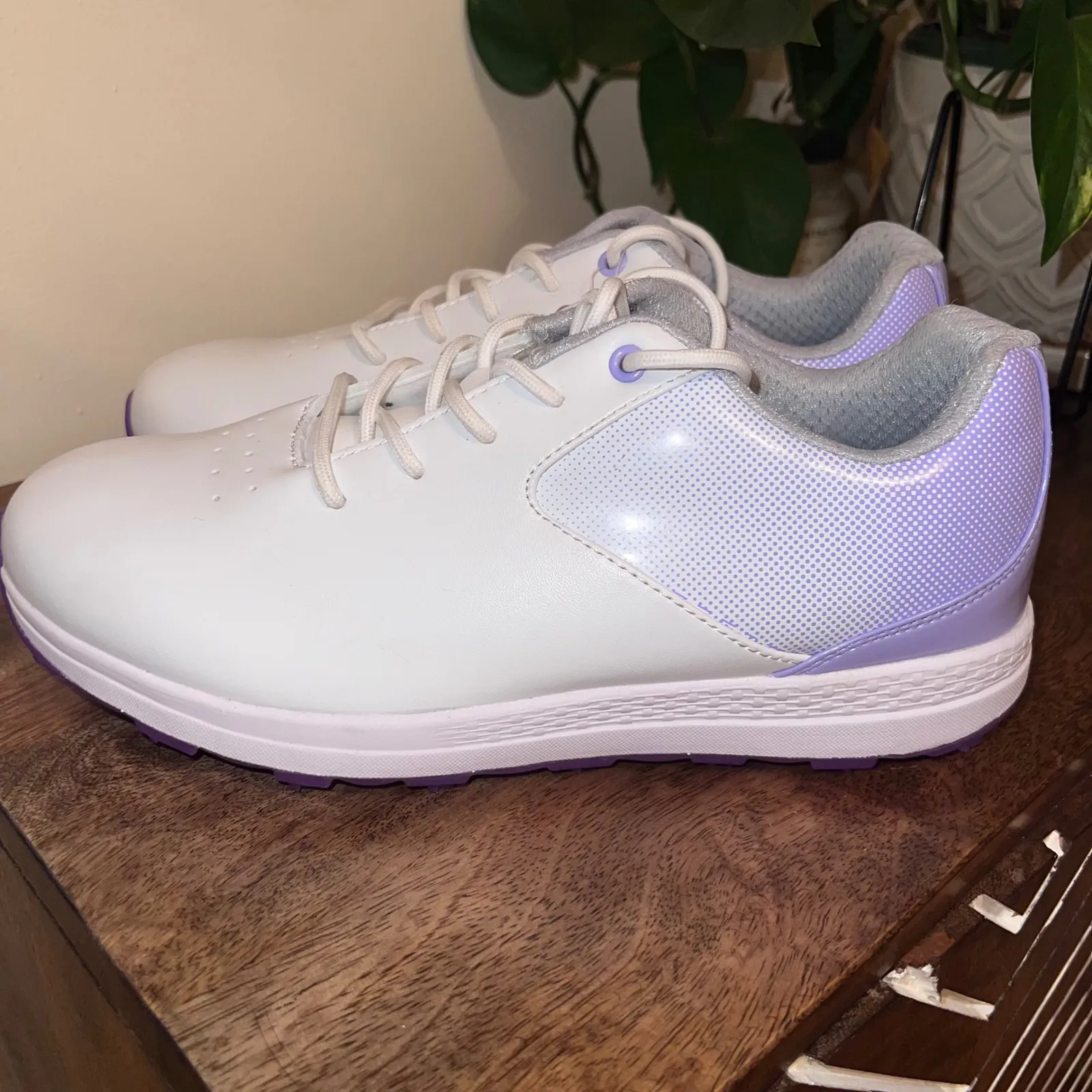 Thestron‎ Golf Shoes Lightweight Lavender Trim White Golf Shoes Womens Size 42/9 - Image 4